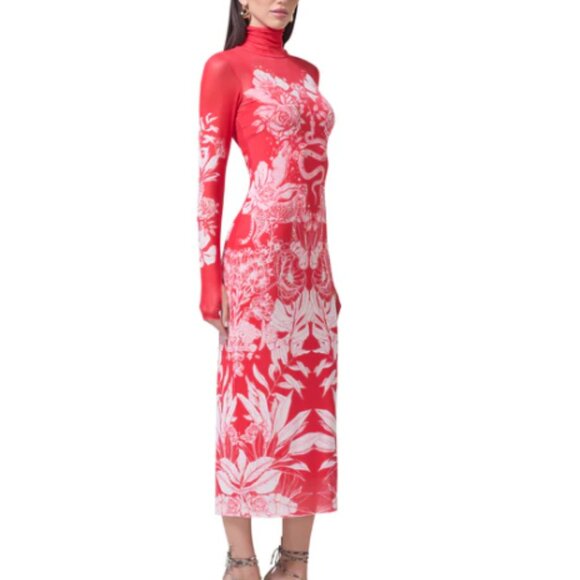 AFRM Shailene Red Botanical Dress NWT Bodycon Boho Floral XL - Picture 3 of 5